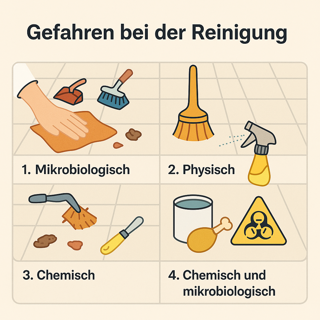 Beispiele für Gefahren und Verunreinigungen bei der Reinigung