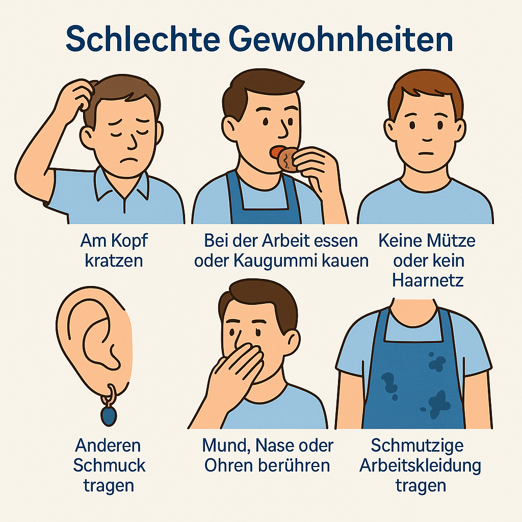 Körperhygiene beachten und Reinigung im Lebensmittelbereich