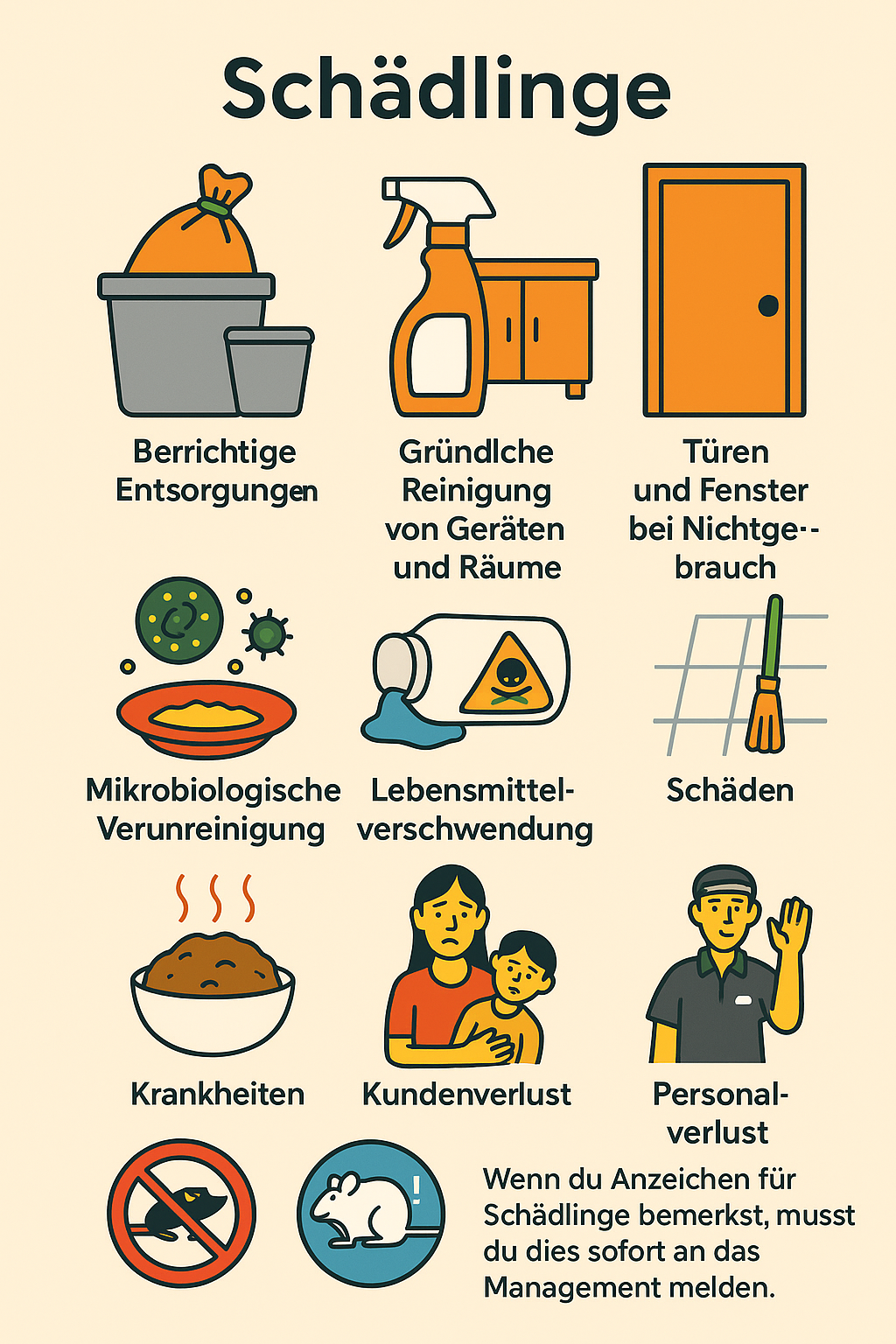 Schädlingsprävention im Restaurant geschlossene Türen, saubere Bereiche